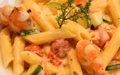 Penne «Seaweed Style» mit Crevetten und Seaweed Herbed Salt
