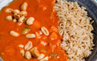Reis mit afrikanischer Erdnusssauce mit Chili & Ginger Pepper